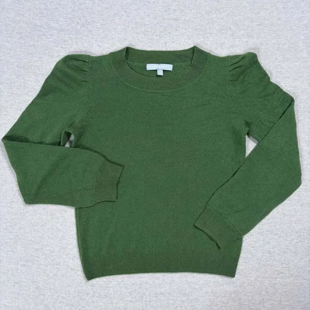 Antonio Melani Puff Sleeve Sweater Size XS Green Knit Pullover Crewneck